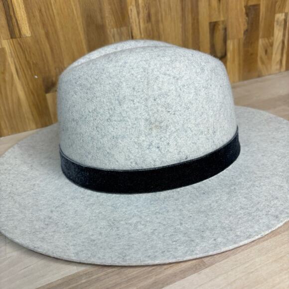 Hat Attack Madison Cream Wool Felt, Velvet Band Wide Brim Fedora Hat - Picture 2 of 7